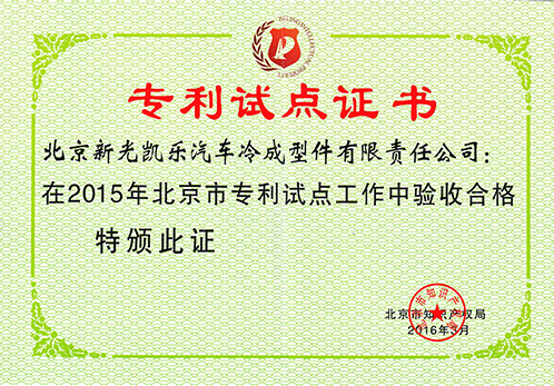 專利試點證書